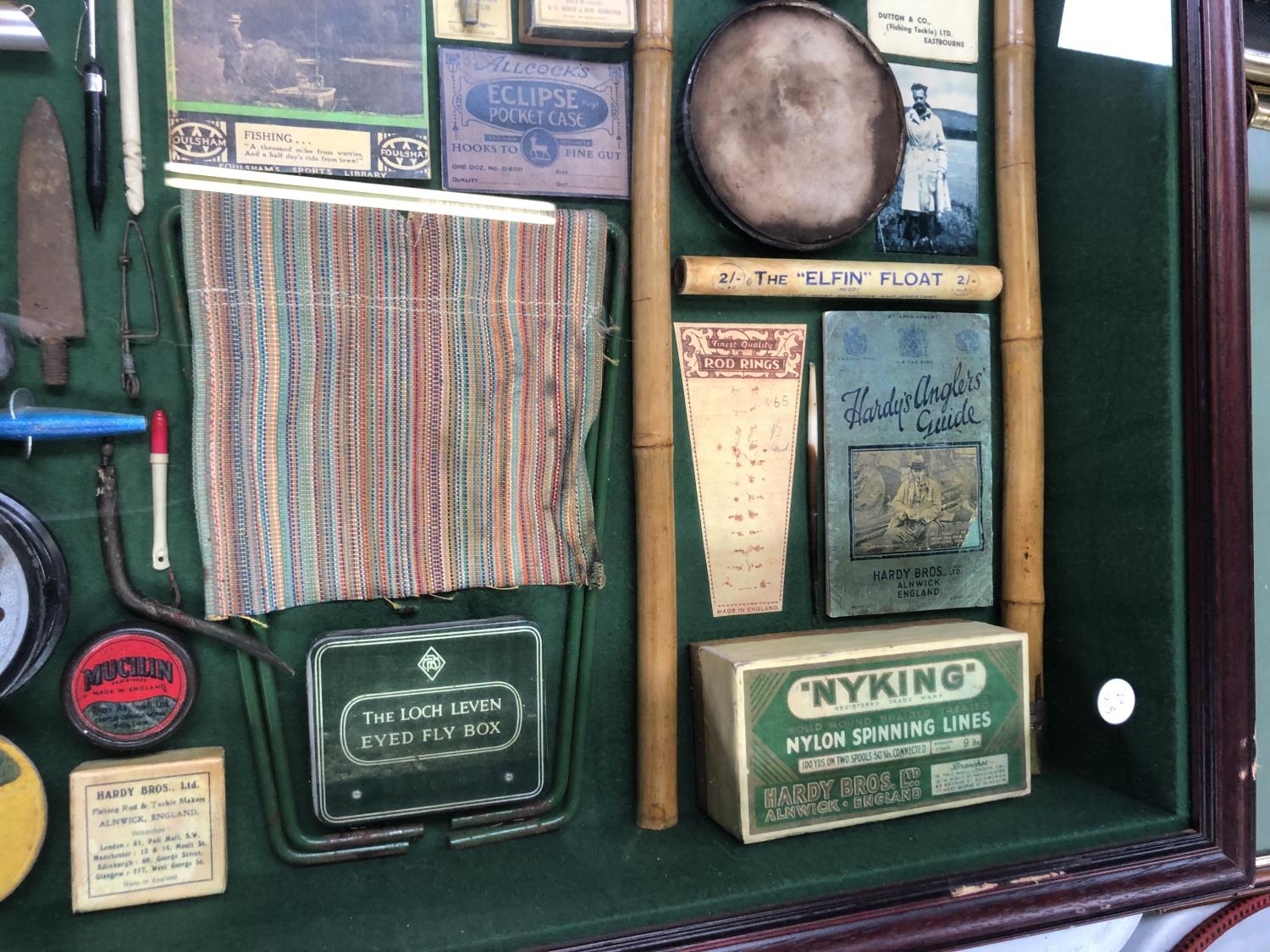 A LARGE GLASS AND WOODEN CASE FISHING EQUIPMENT DISPLAY - Image 2 of 4