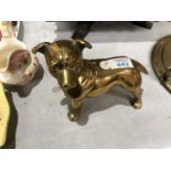 A HEAVY VINTAGE BRASS MODEL OF A DOG