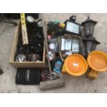 A QUANTITY OF VARIOUS LAMPS, LIGHTS AND LANTERNS ETC