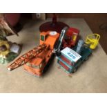 THREE VINTAGE CRANE TOYS, TO INCLUDE CORGI EXAMPLE