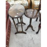 A MAHOGANY OCCASIONAL TABLE AND A MATCHING WINE TABLE