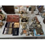 A LARGE GROUP OF ITEMS TO INCLUDE ONYX TELEPHONE, BRIEFCASE ETC