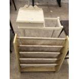 A WHITE HALL STAND AND A CANVAS RACK