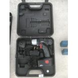 A ROCKWORTH CORDLESS DRILKL WITH BATTERY, CHARGER AND CARRY CASE