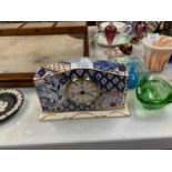 A CERAMIC MASONS IRONSTONE MANTLE CLOCK