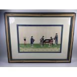 A 19TH CENTURY CHINESE SILK HAND PAINTED PICTURE, 34 X 44 CM (BAMBOO OVERLAY FRAMED)