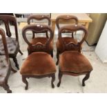 A SET OF FOUR VICTORIAN BALLOON BACK DINING CHAIRS