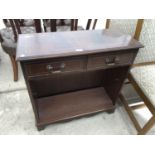 AN INLAID MAHOGANY HALL CABINET WITH TWO DRAWERS