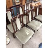 FOUR G PLAN MAHOGANY DINING CHAIRS AND TWO MATCHING CARVERS