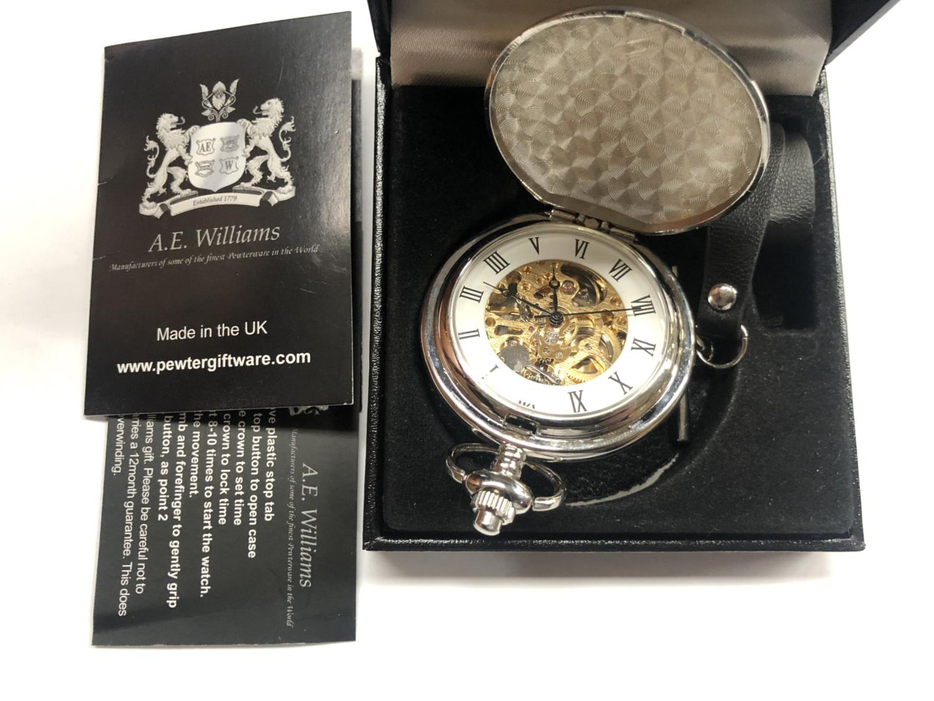 A BOXED A.E. WILLIAMS POCKET WATCH