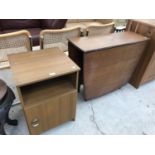 TWO ITEMS - DROP LEAF TABLE AND BEDSIDE