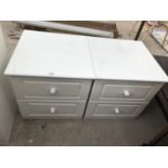 TWO MODERN WHITE BEDSIDE CABINETS