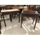 TWO ITEMS - VINTAGE PINE FOLDING TABLE AND FURTHER SIDE TABLE, (NO TOP)