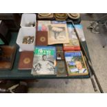 A COLLECTION OF ITEMS TO INCLUDE VINTAGE GOLD CLUBS, BOOKS/ MAGAZINES , ROCKS ETC