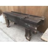 A WOODEN WORK BENCH 197CM X 54CM X 78CM