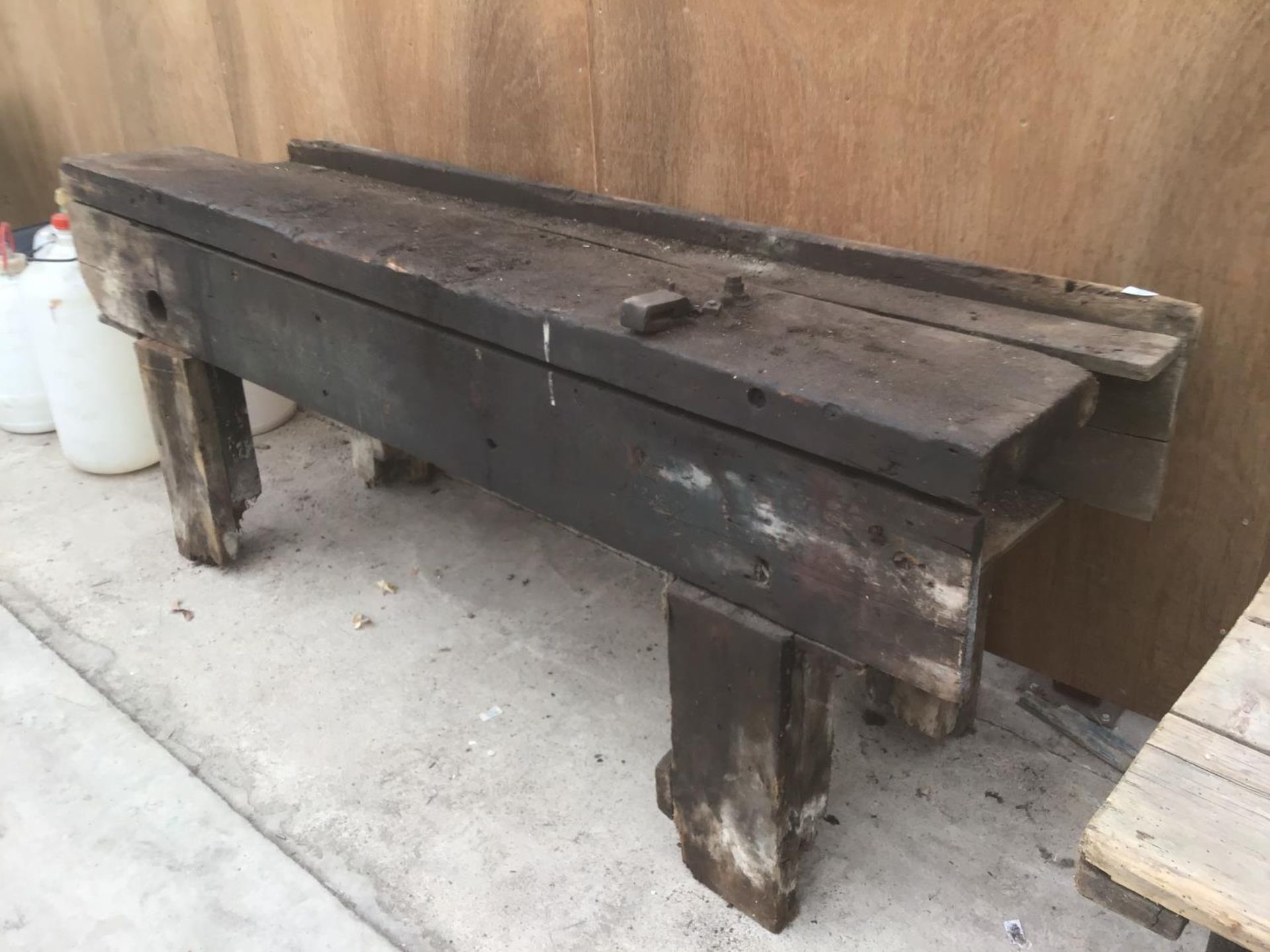 A WOODEN WORK BENCH 197CM X 54CM X 78CM