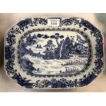 A 19TH CENTURY CHINESE BLUE AND WHITE MEAT PLATE, A/F