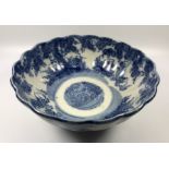 A JAPANESE BLUE AND WHITE 'BOYS AT PLAY' BOWL, DIAMETER 18.5CM