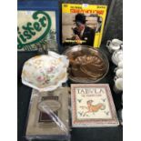 MIXED ITEMS - EPNS DRINKS TRAY, COPPER CRUMB SCOOP AND BRUSH, LP'S, COMPLETE KING GEORGE VI