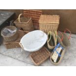 A LARGE COLLECTION OF VARIOUS WICKER BASKETS