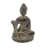 A BRONZE, POSSIBLY 19TH CENTURY, MINIATURE BUDDHA FIGURE, HEIGHT 6CM