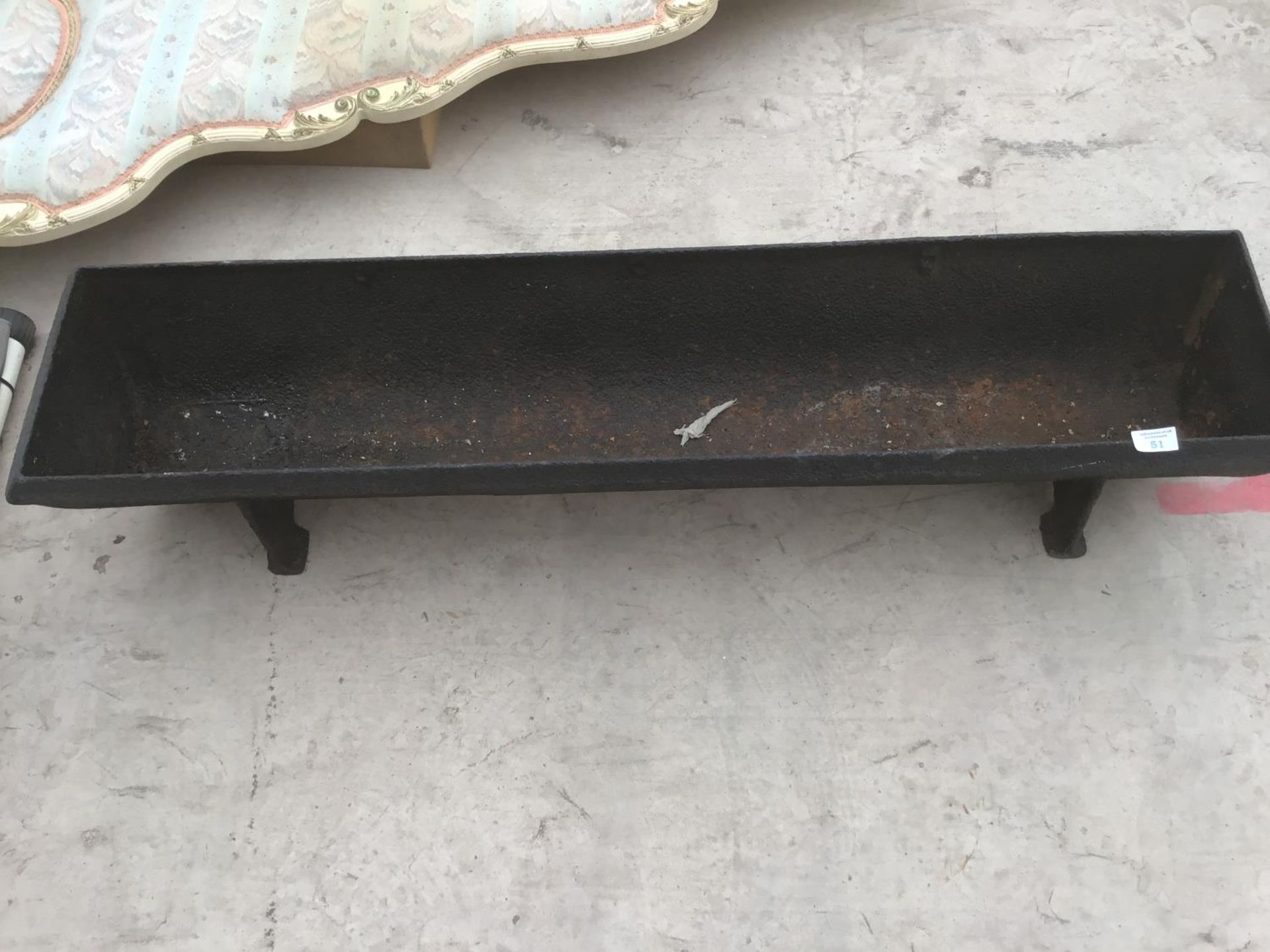 A VINTAGE CAST IRON TROUGH/PLANTER 122CM X 28CM