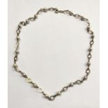 A LADIES 9CT YELLOW GOLD AND PEARL CHAIN NECKLACE, GROSS WEIGHT 7G