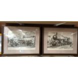 TWO FRAMED PICTURES OF STEAM TRAINS
