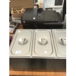 A THREE SECTION BAIN MARIE TABLE TOP FOOD SERVER AND AN EPSON PRINTER BOTH IN WORKING ORDER