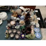 A LARGE MIXED GROUP OF CERAMICS TO INCLUDE EXAMPLES BY WEDGEWOOD