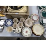 A GROUP OF MIXED CERAMICS TO INCLUDE MUGS, SAUCERS, PLATES ETC