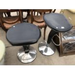 TWO CHROME AND LEATHER BAR STOOLS