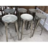 SIX RETRO STYLE METAL BAR STOOLS