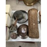 A COLLECTION OF VARIOUS VINTAGE ITEMS TO INCLUDE METAL HAT