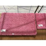TWO AS NEW 80CM X 80CM PINK PILE RUG