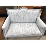 A SHABBY CHIC GREY PAINTED TWO SEATER SOFA