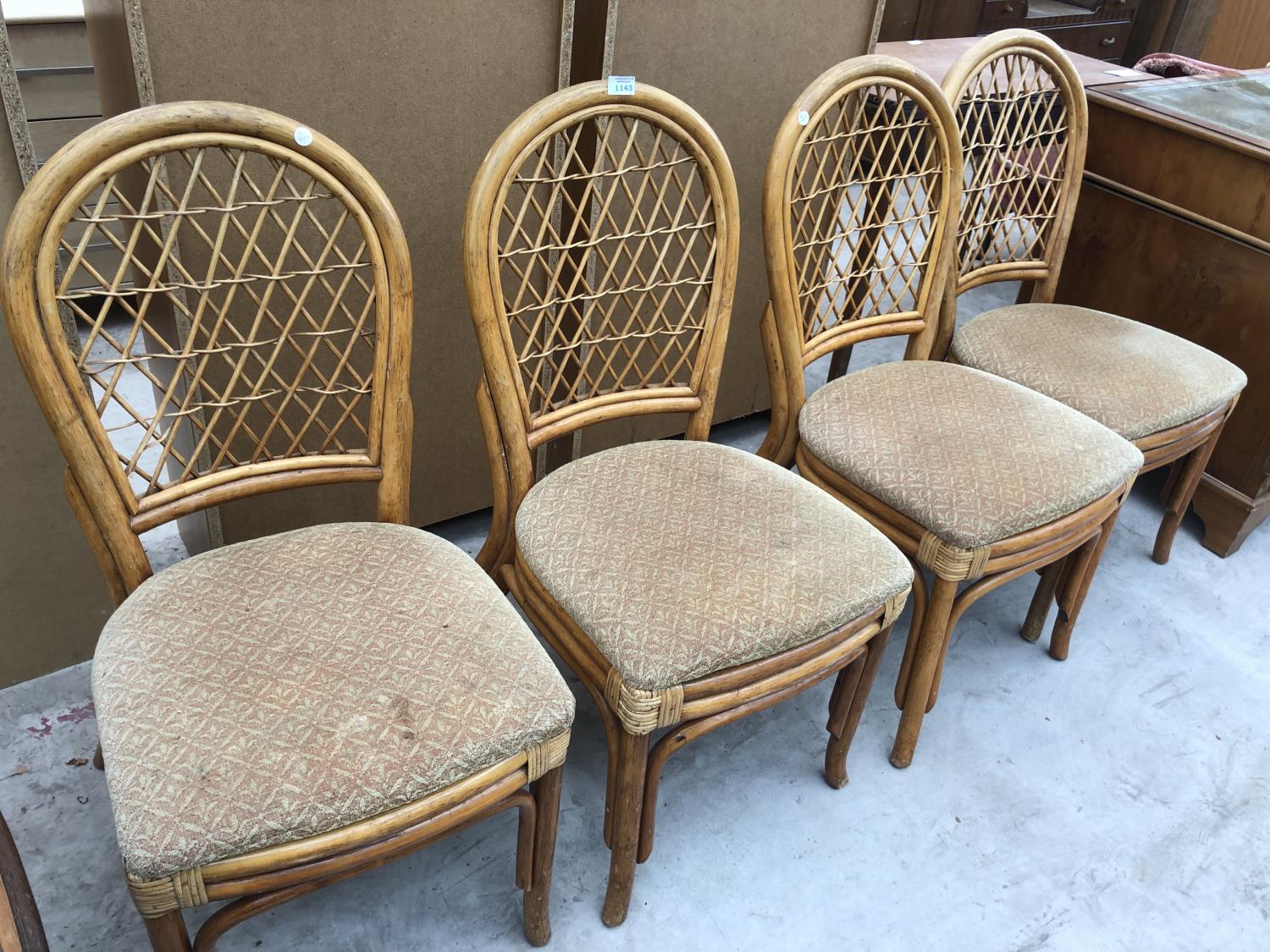 FOUR BAMBOO DINING CHAIRS