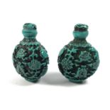 TWO ORIENTAL TURQUOISE SNUFF BOTTLES