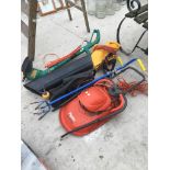 A MIXED GROUP OF ITEMS - FLYMO, LEAF BLOWER AND STRIMMER, ALL WORKING