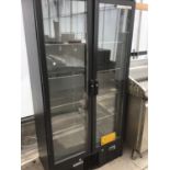 A DOUBLE DOOR GLASS FRONTED DISPLAY FRIDGE IN WORKING ORDER