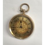 A LADIES VICTORIAN KEY WIND 14CT YELLOW GOLD POCKET WATCH, WORKING, GROSS WEIGHT 44.3G