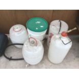 SIX PLASTIC BARRELS AND TUBS FOR BREWING