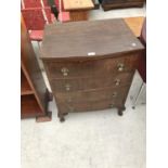 A MAHOGANY CHEST OF FOUR DRAWERS