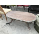 A SHABBY CHIC OVAL COFFEE TABLE