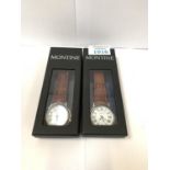 TWO BOXED MONTINE GENTS WRIST WATCHES