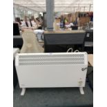 A WHITE ELECTRIC RADIATOR TOGETHER WITH FIRE FRONT IN WORKING ORDER