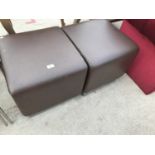 TWO BROWN LEATHERETTE FOOT STOOLS