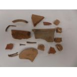 A COLLECTION OF ROMAN POTTERY SHARDS AND NAILS FROM VERULAMIUM DIG 1930'S