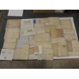A LARGE COLLECTION OF LEGAL DOCUMENTS TO INCLUDE THE MANOR OF WIDNES 1665, IRISH ESTATES, SCOTTISH