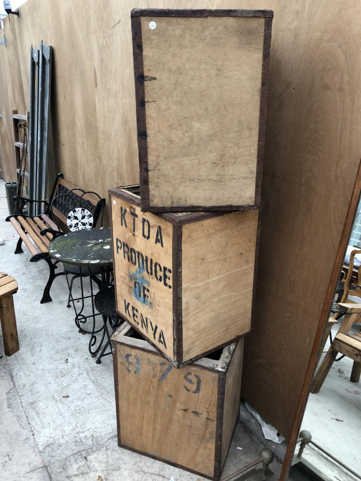 THREE VINTAGE TEA CHESTS